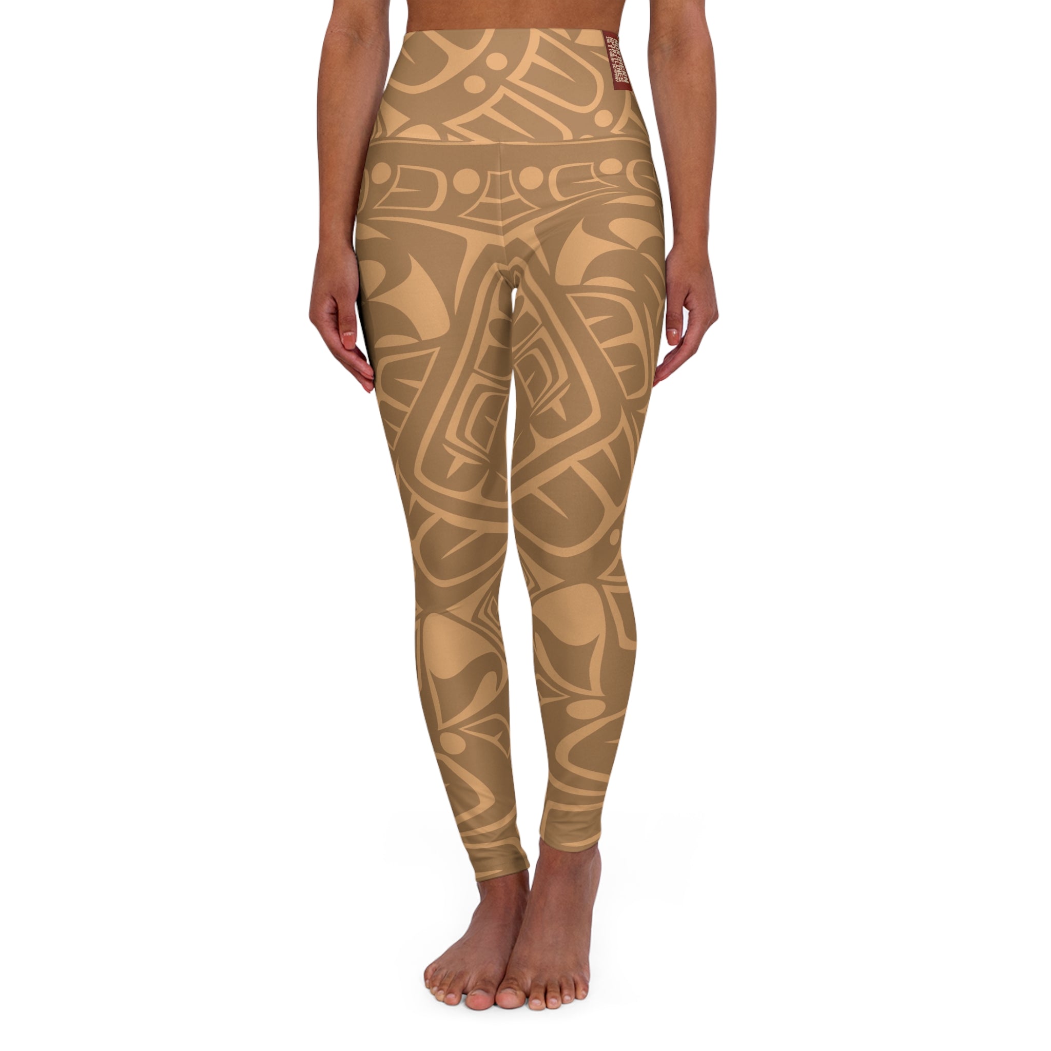 High Waisted Legging, Yoga Pant - Classic Tribal Print in Gold Rush - Northern Spiritlines™