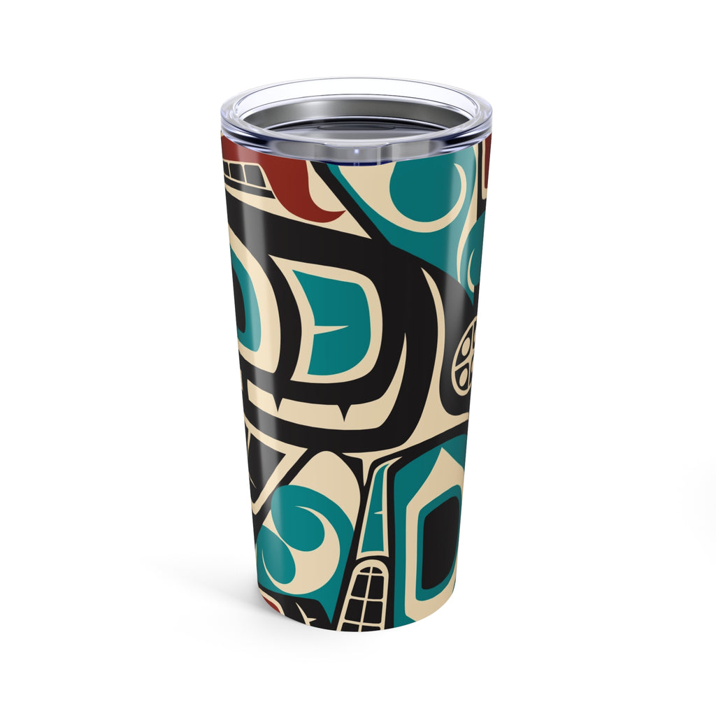 20 oz. Stainless Steel Tumbler w/ Lid - Rustic Alaska Tribal Orca - AK State Line™ Collection