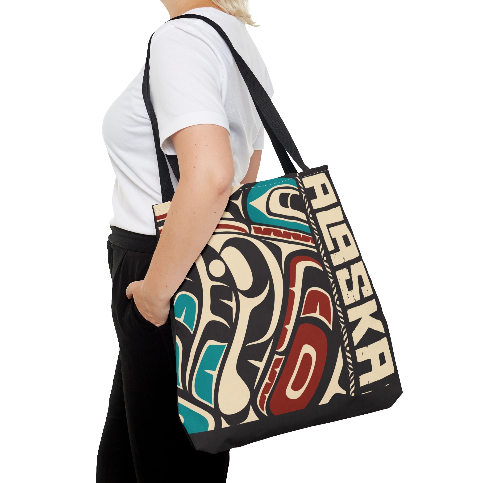 Canvas Tote Bag - Style No. 1 Rustic Alaska Tribal Hummingbird - AK State Line™ Collection
