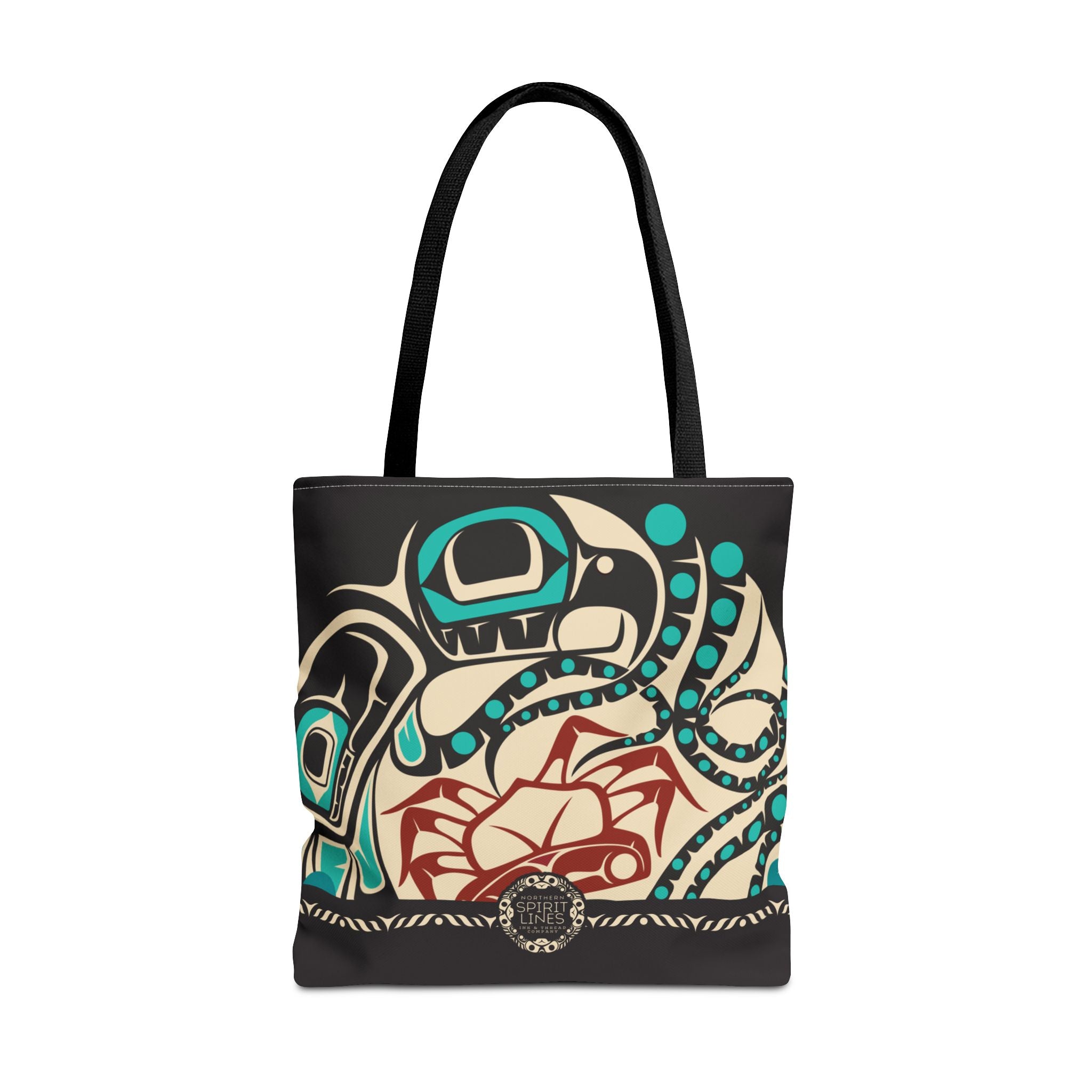 Canvas Tote Bag - Classic Tribal Octopus Print with Tribal End Cap - Northern Spiritlines™