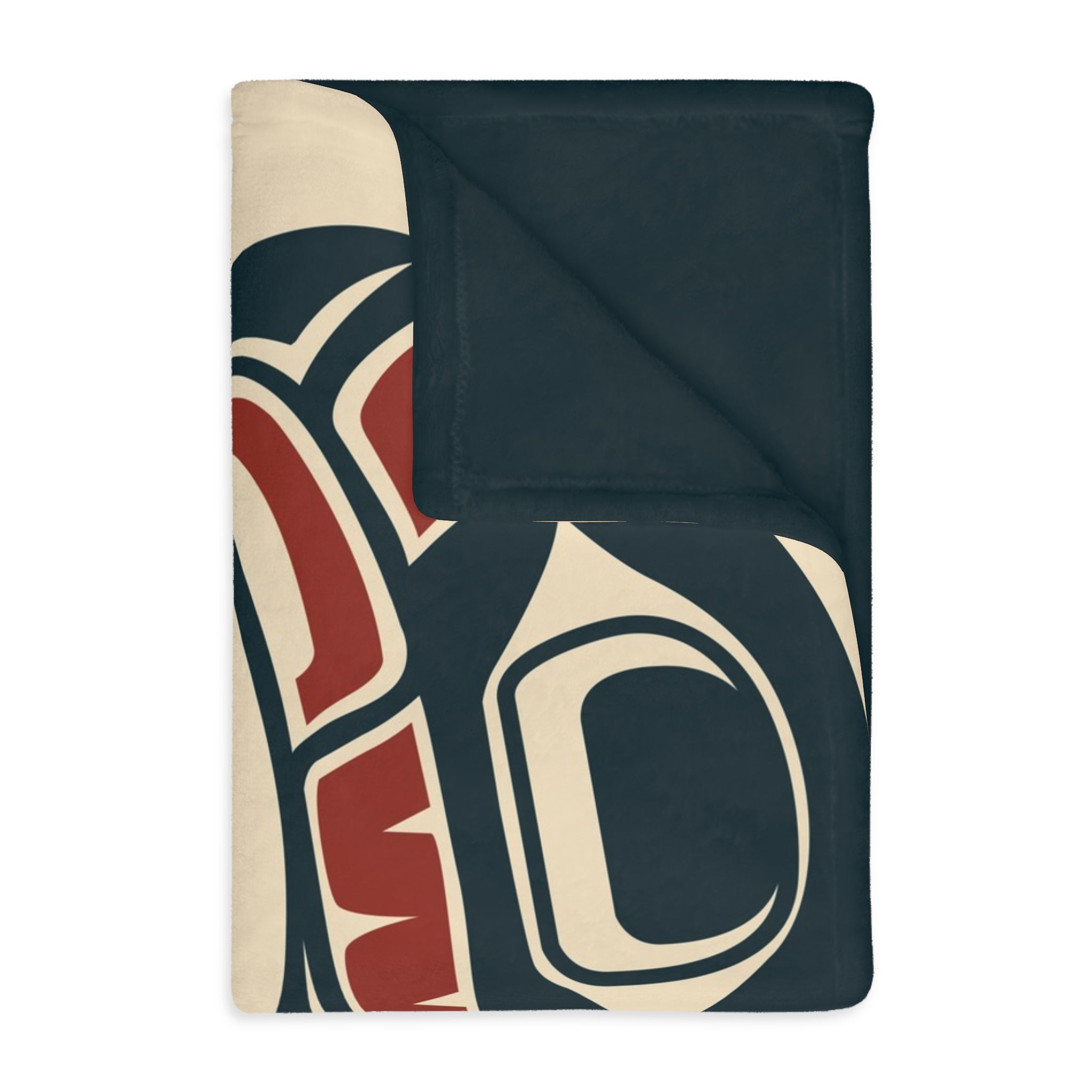 Reversible Coral Fleece Blanket |Tribal Salmon | Northern Spiritlines™ Signature