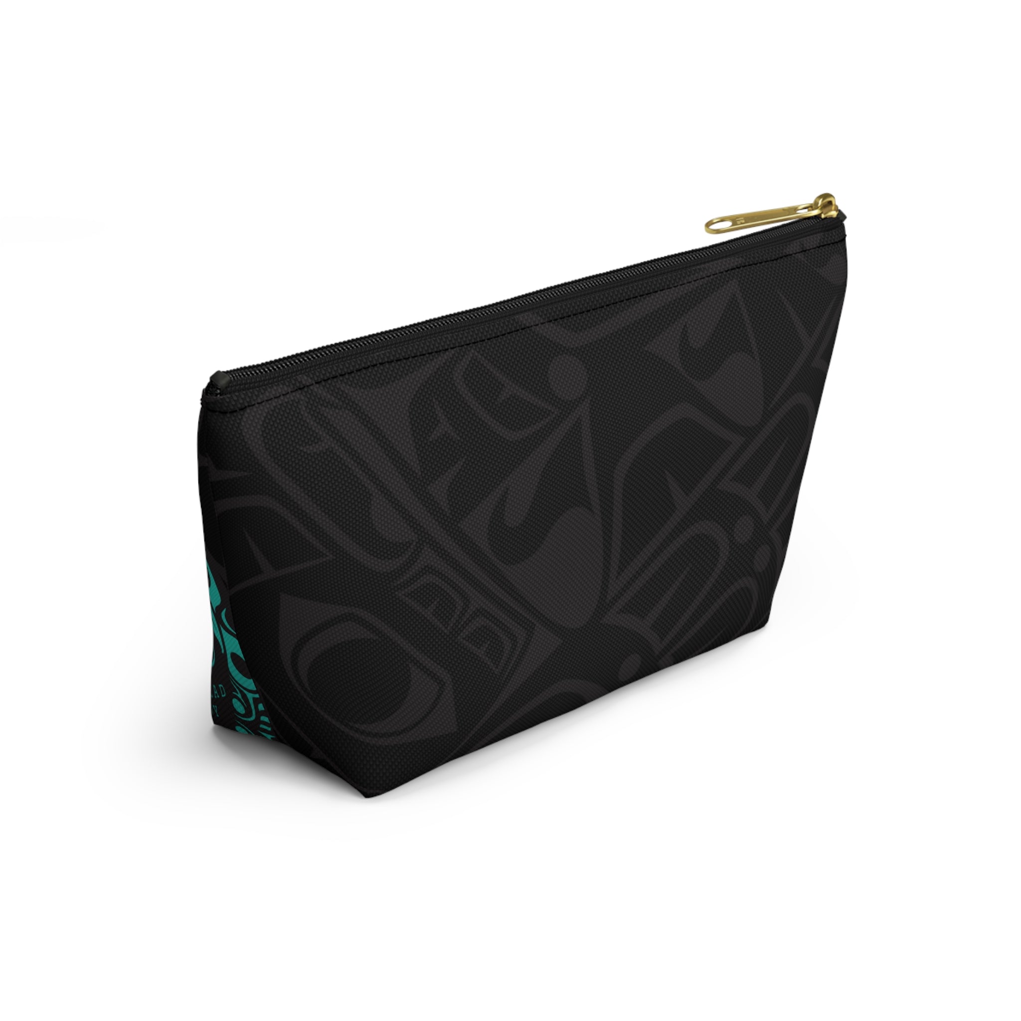 Travel Accessory Zipper Pouch - Classic Tribal Smoky Print with Teal Logo - Northern Spiritlines™