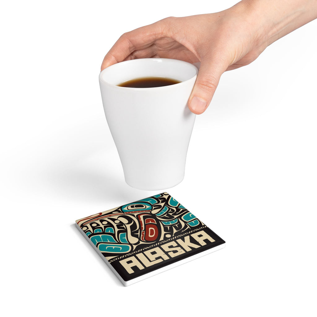 Ceramic Coaster - Rustic Alaska Tribal Hummingbird - AK State Line™ Collection
