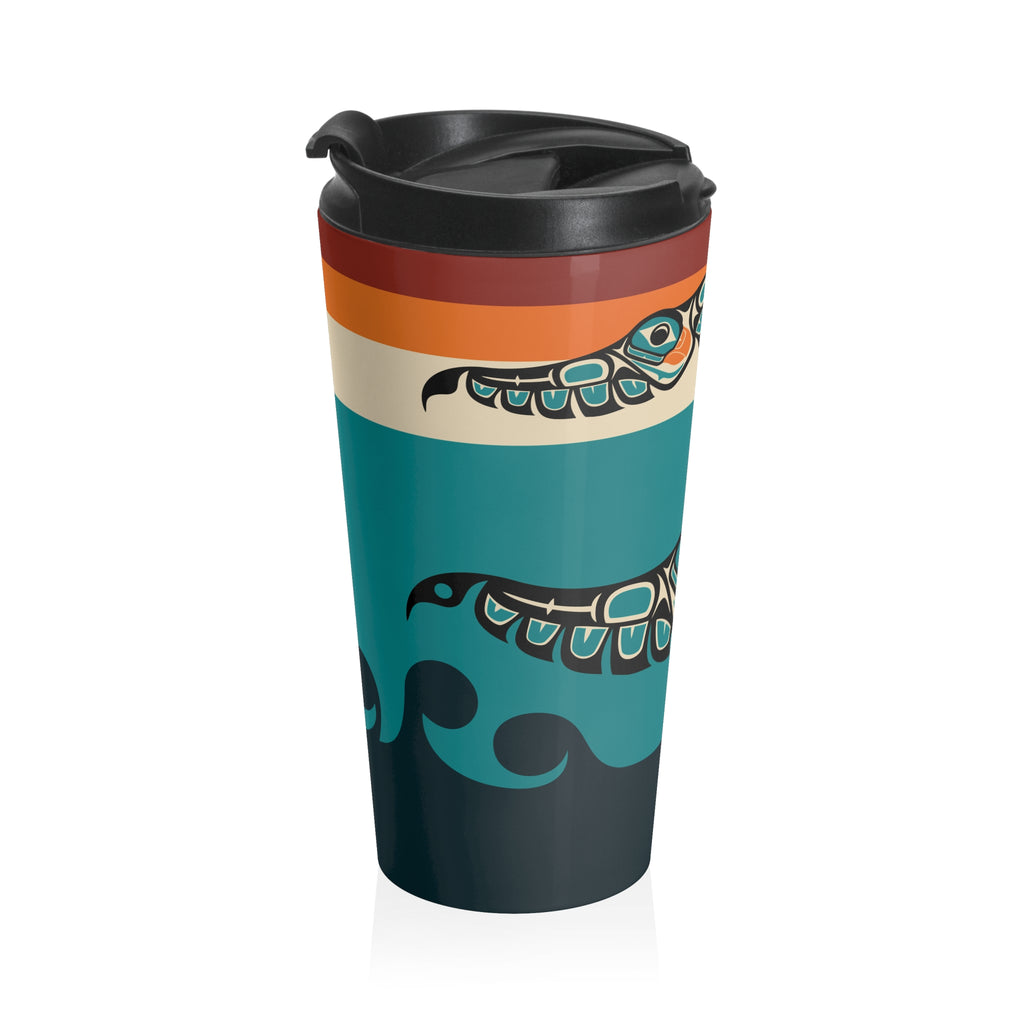 15 oz. Coffee Travel Tumbler | Classic Tribal Puffins | Signature Collection