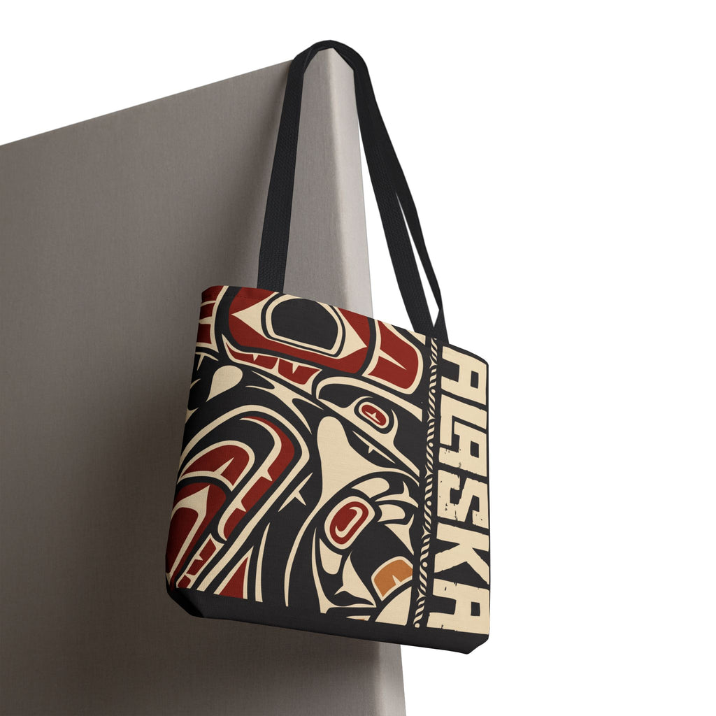 Canvas Tote Bag - Style No. 1 Rustic Alaska Tribal Raven - AK State Line™ Collection