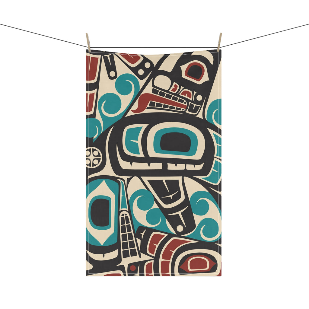 Cotton Twill Tea Towel - Classic Tribal Orca - Northern Spiritlines™