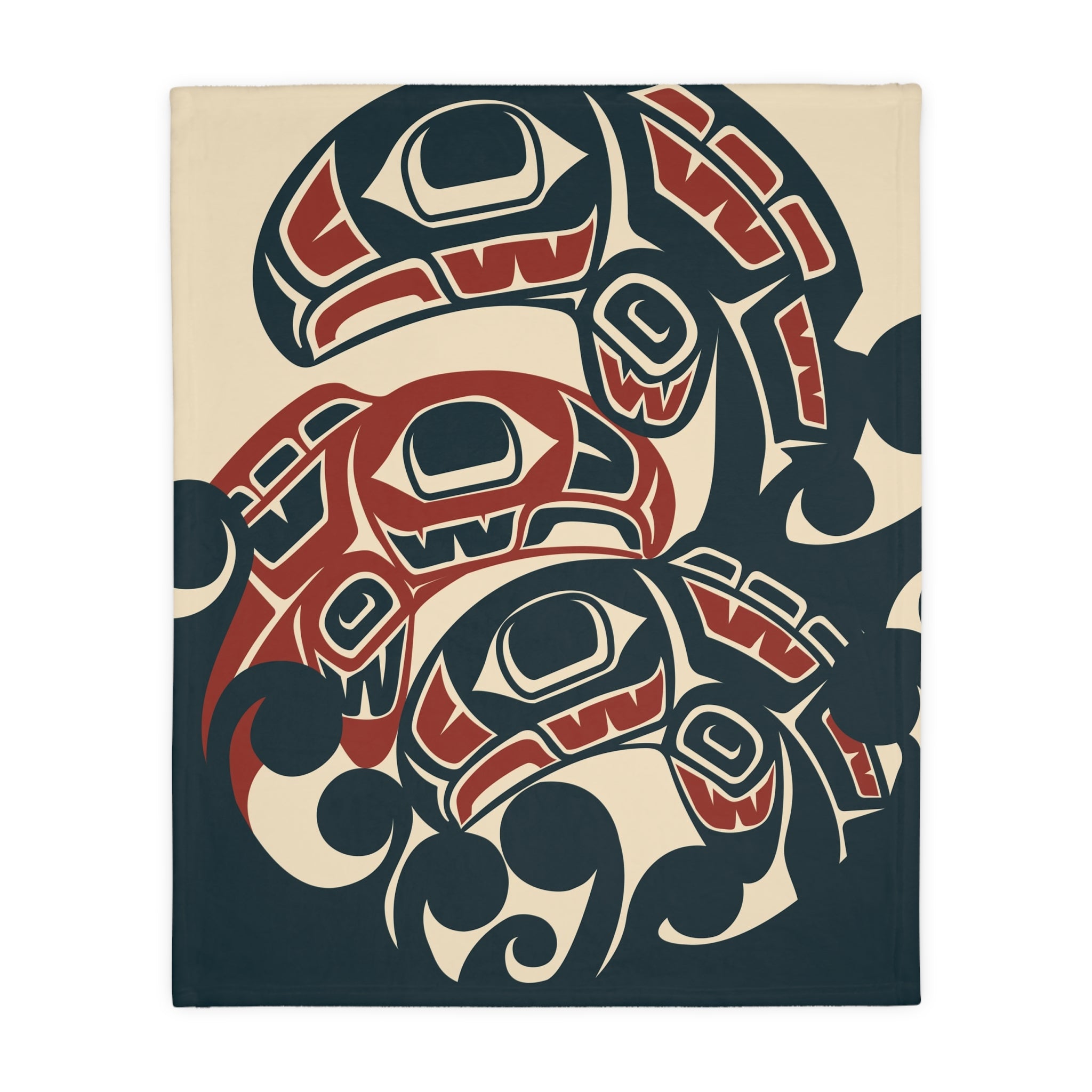 Reversible Coral Fleece Blanket |Tribal Salmon | Northern Spiritlines™ Signature