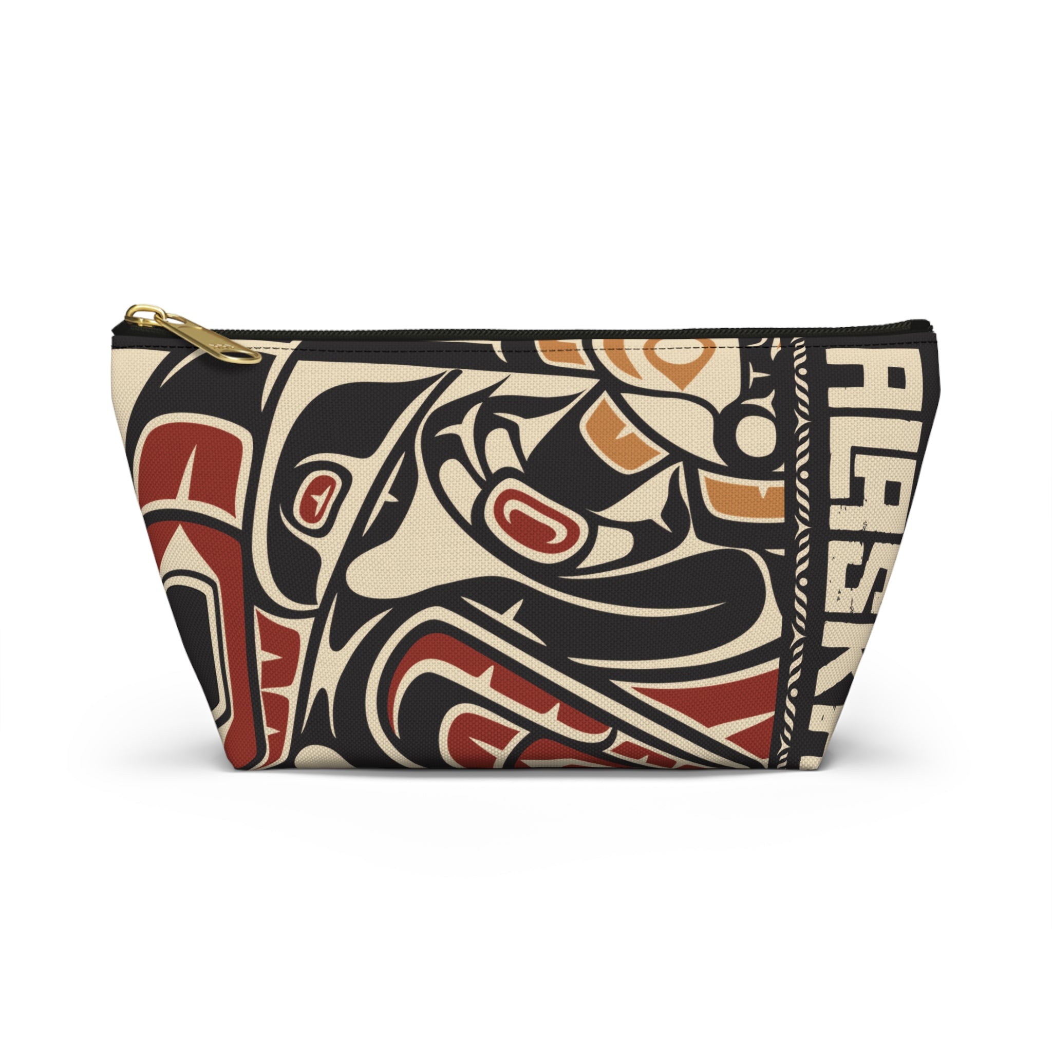 Travel Accessory Zipper Pouch - Rustic Alaska Tribal Raven - AK State Line™ Collection