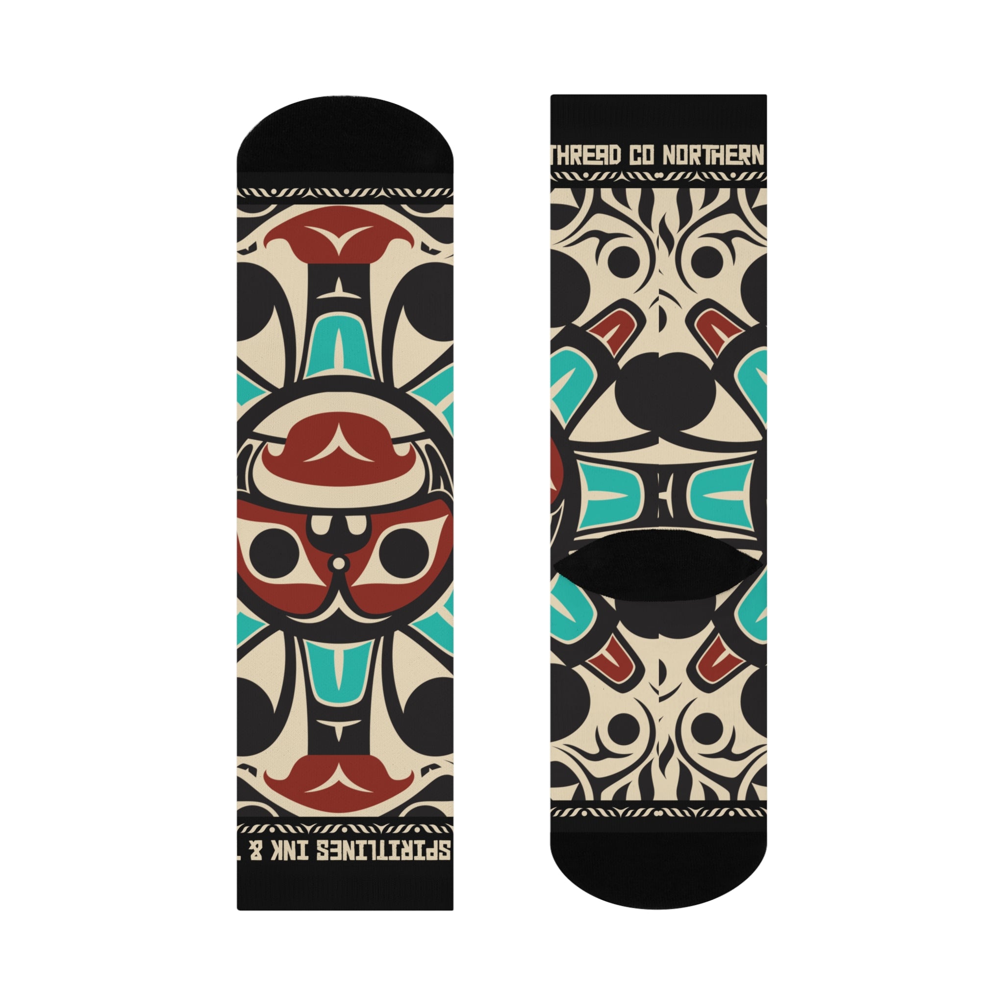 Crew Socks - Cushion Bottom - Classic Tribal Sun (Teal/Red) -  Northern Spiritlines™