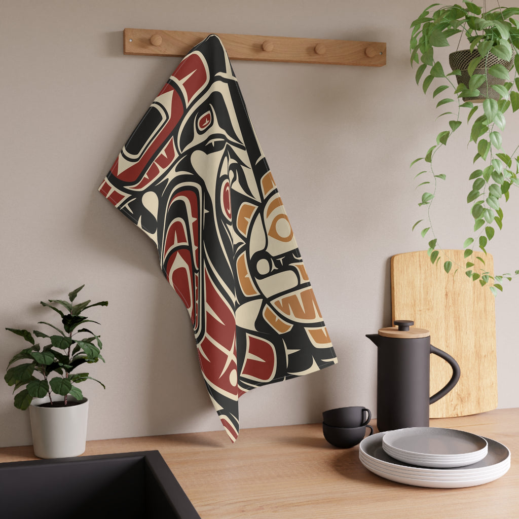 Cotton Twill Tea Towel - Classic Tribal Raven - Northern Spiritlines™
