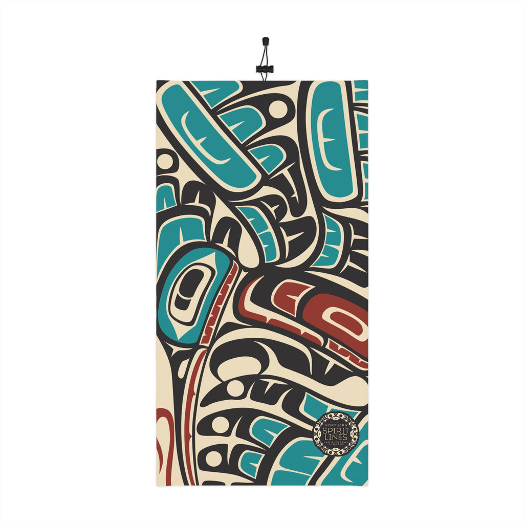 Neck Gaiter, Headband with Drawstring - Classic Tribal Hummingbird Print - Northern Spiritlines™