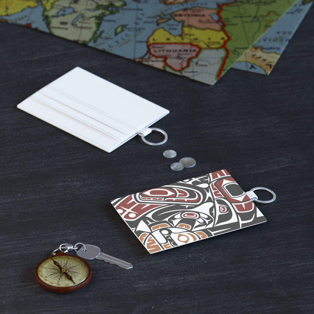 Saffiano Leather Card Holder - Classic Tribal Raven - Northern Spiritlines™