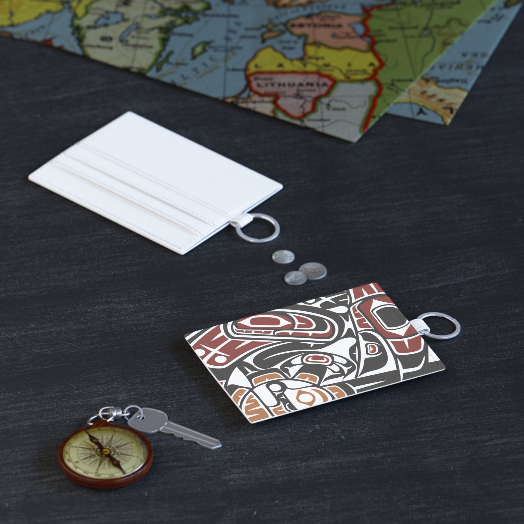 Saffiano Leather Card Holder - Classic Tribal Raven - Northern Spiritlines™