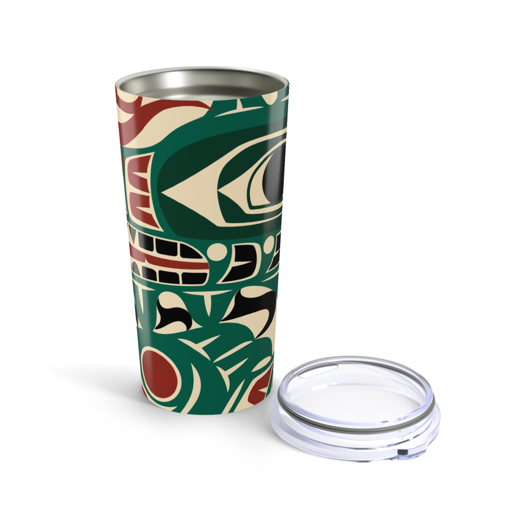 20 oz. Stainless Steel Tumbler w/ Lid - Classic Tribal Sea Monster Print - Northern Spiritlines™