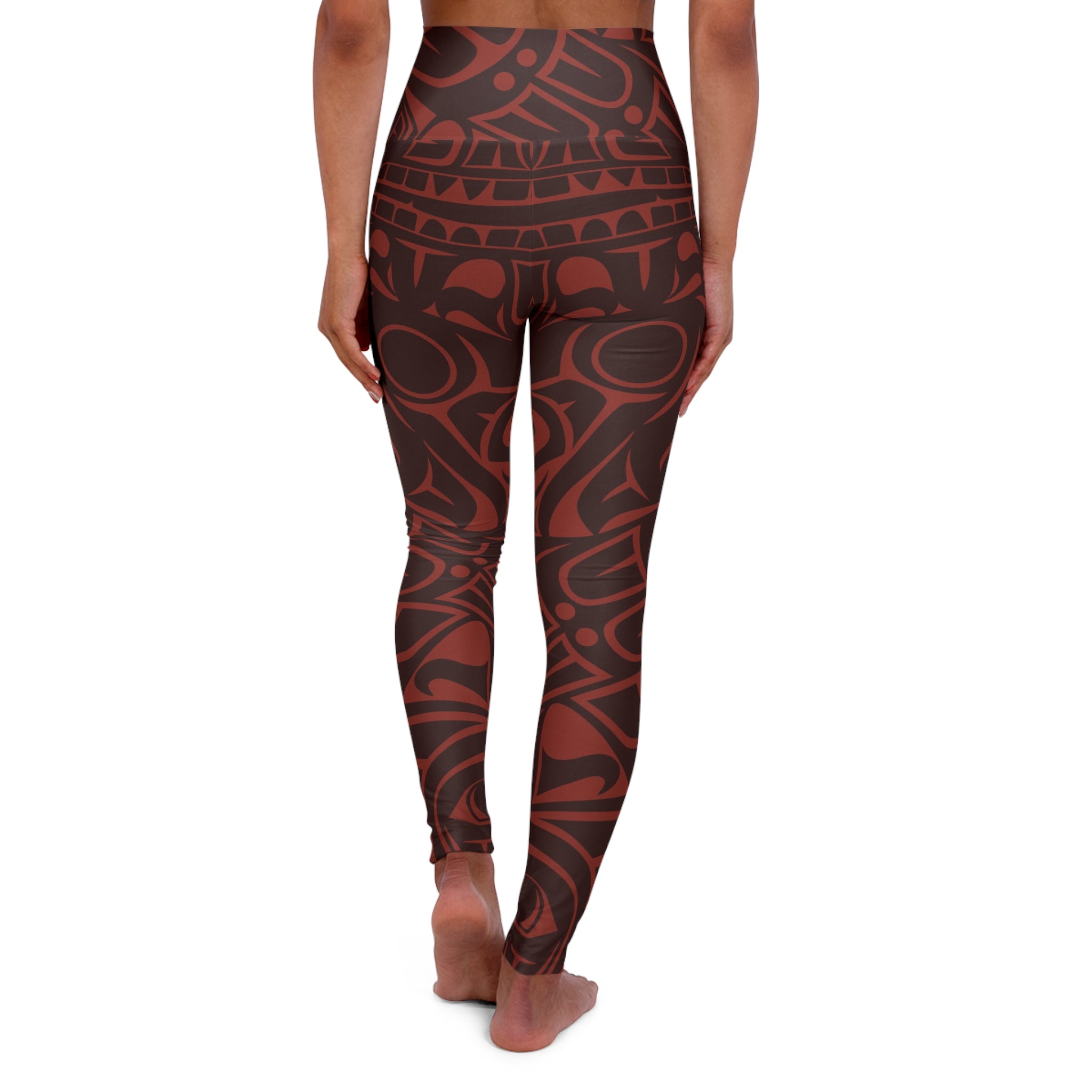 High Waisted Legging, Yoga Pant - Classic Tribal Print in Raven Red - Northern Spiritlines™