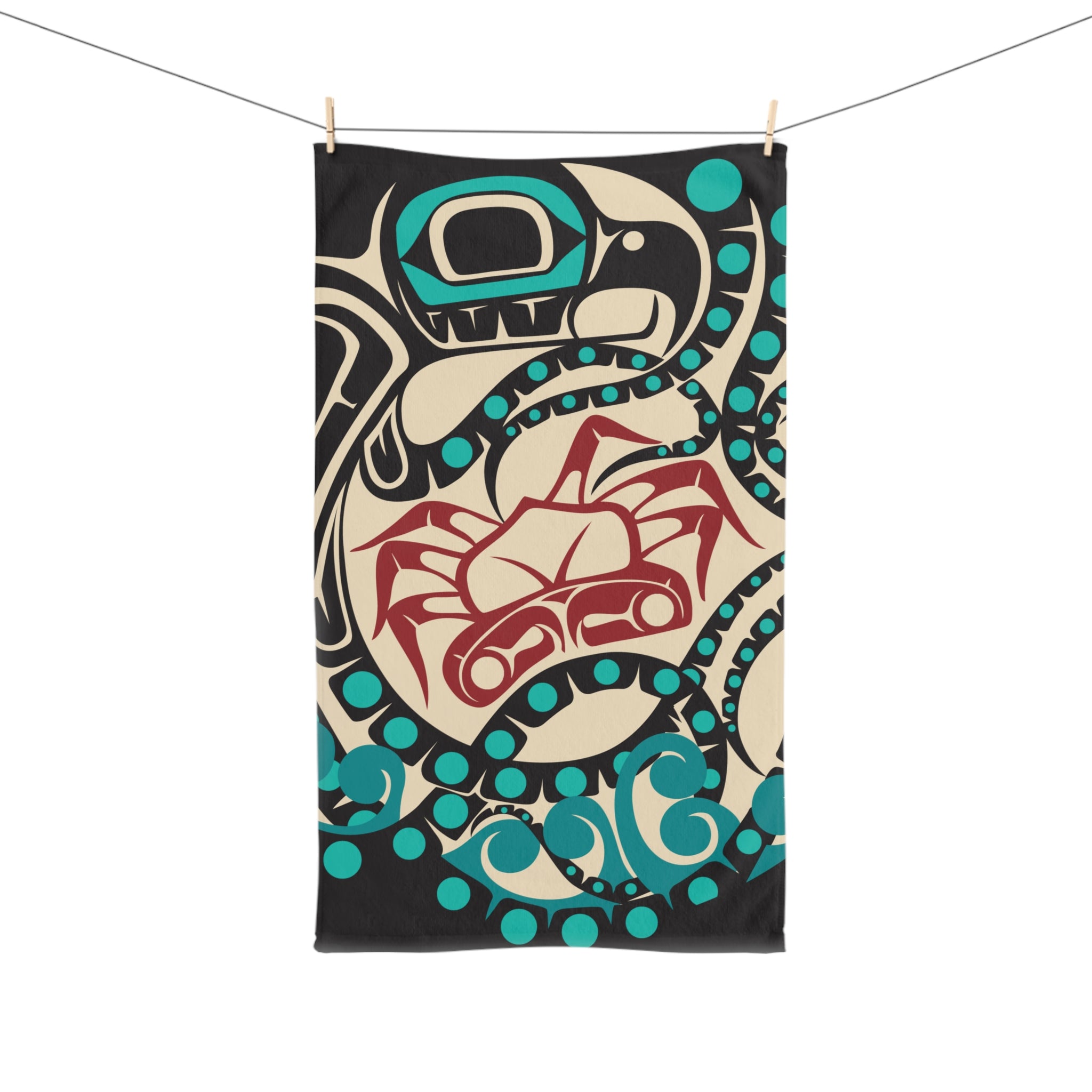 16x28" Polycotton Hand Towel - Classic Tribal Octopus - Northern Spiritlines™