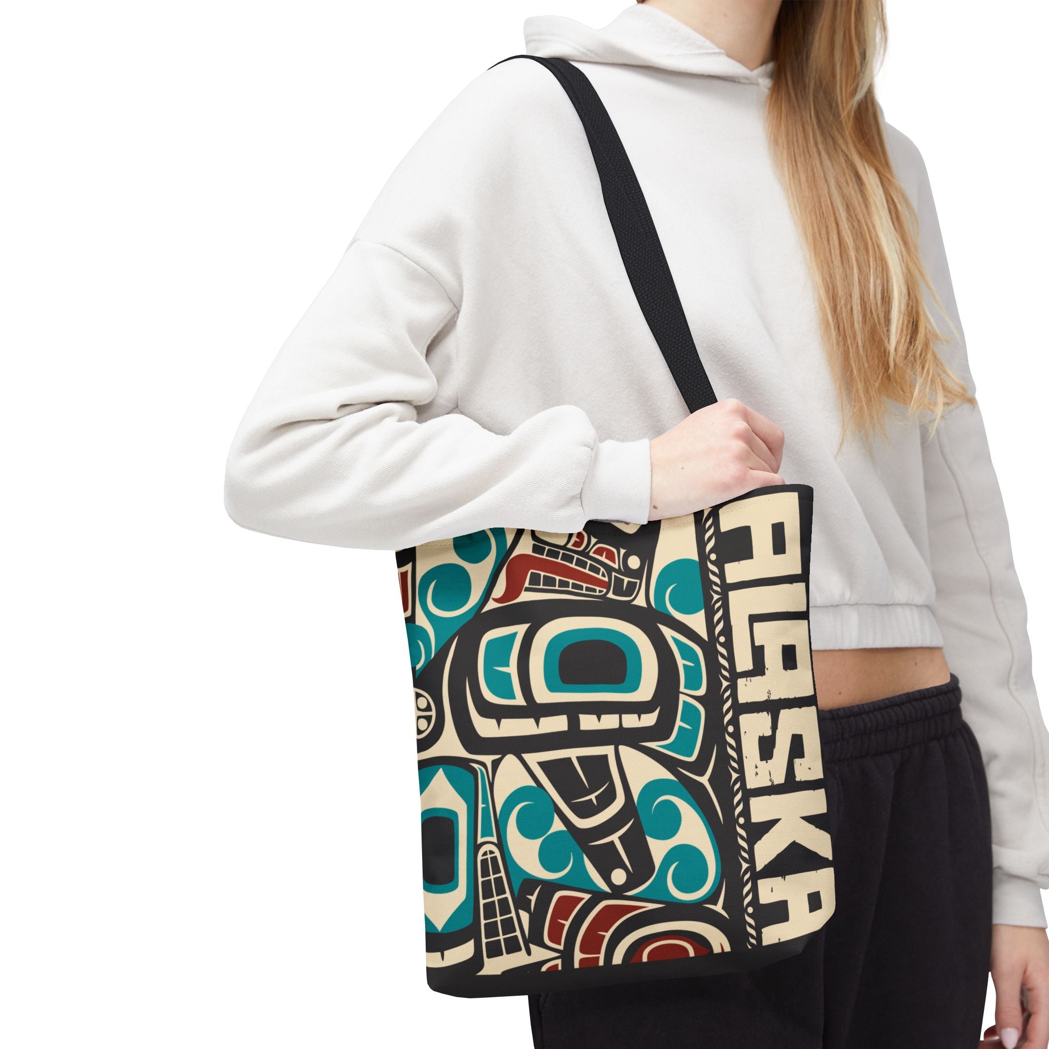 Canvas Tote Bag - Style No. 1 Rustic Alaska Tribal Orca - AK State Line™