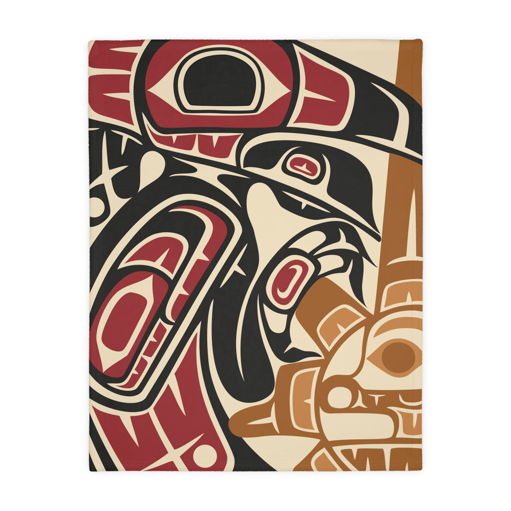 Reversible Plush Blanket - Classic Tribal Raven - Northern Spiritlines™