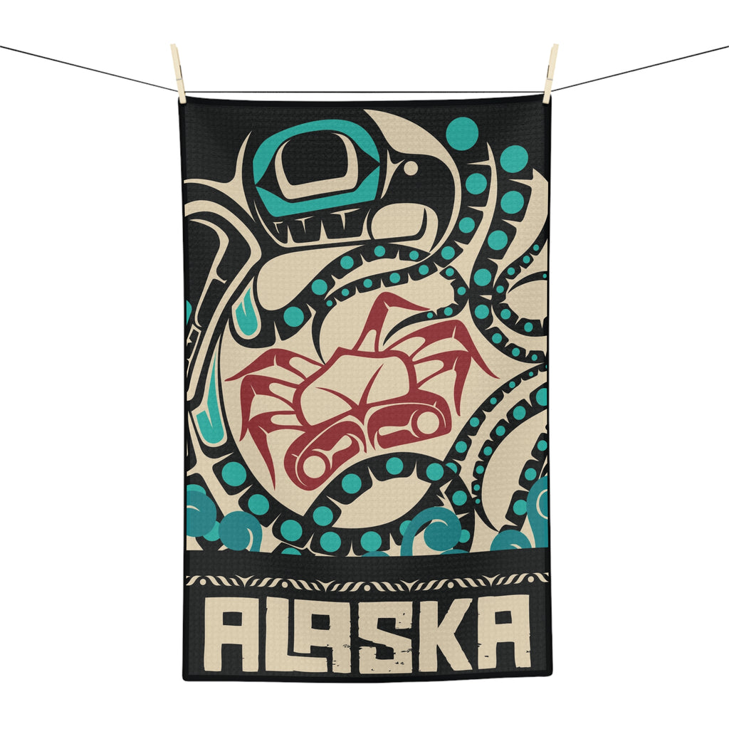 Tea Towel | 18x30" Waffle Weave | Alaska Tribal Octopus | Stateline™ Collection