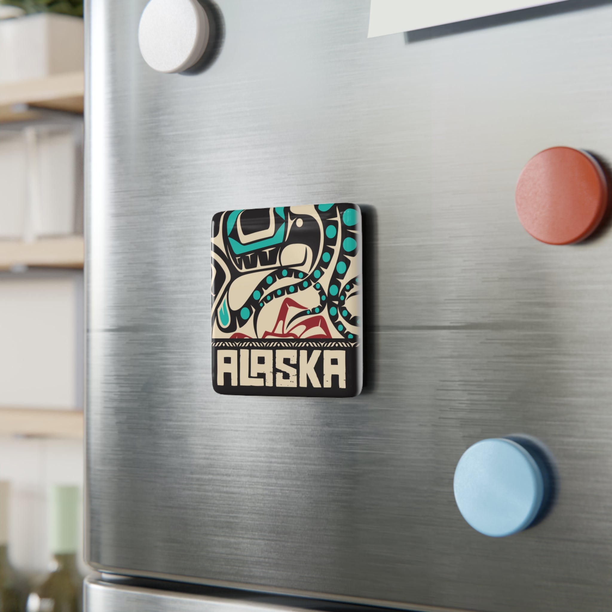 Porcelain Magnet - Alaska Tribal Octopus - AK State Line™ Collection