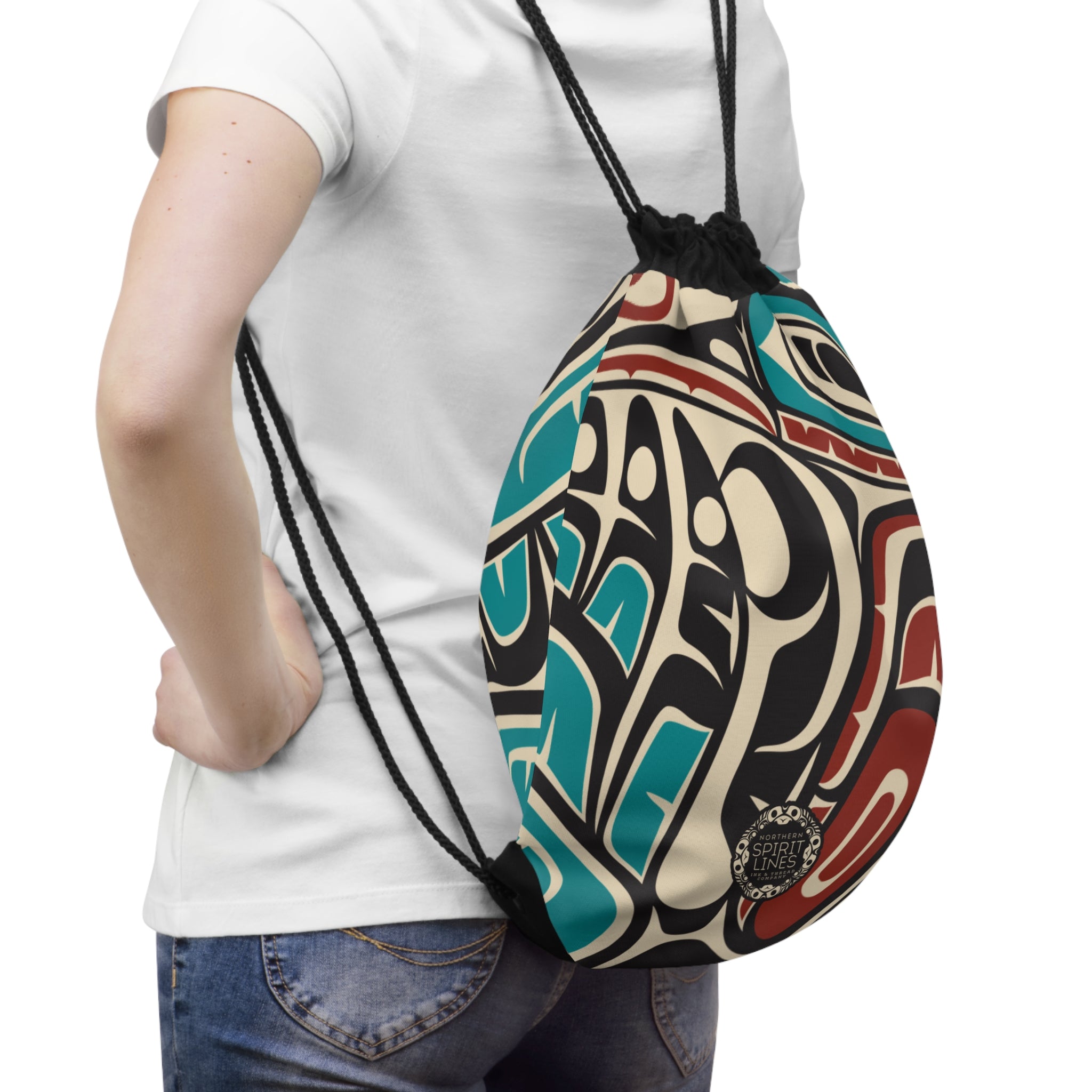 Drawstring Bag - Classic Tribal Hummingbird Print - Northern Spiritlines™