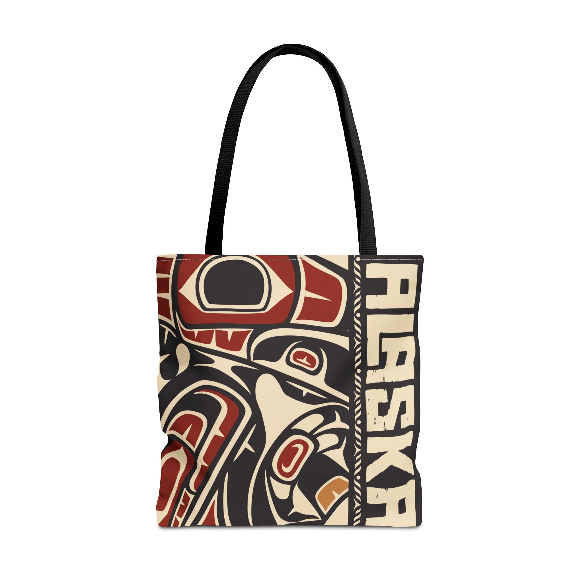 Canvas Tote Bag - Style No. 1 Rustic Alaska Tribal Raven - AK State Line™ Collection