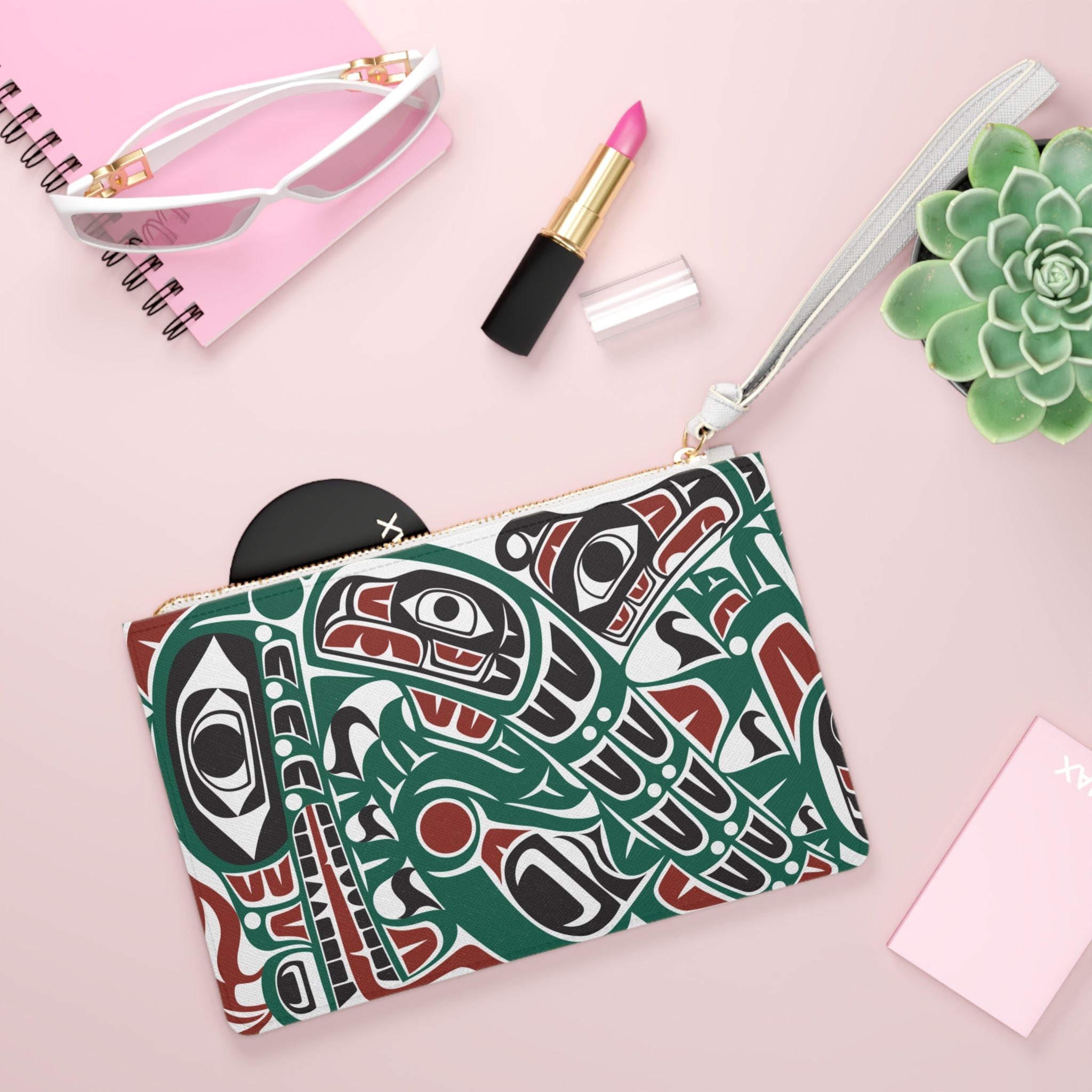 Zipper Wristlet Clutch Bag - Classic Tribal Sea Monster - Northern Spiritlines™