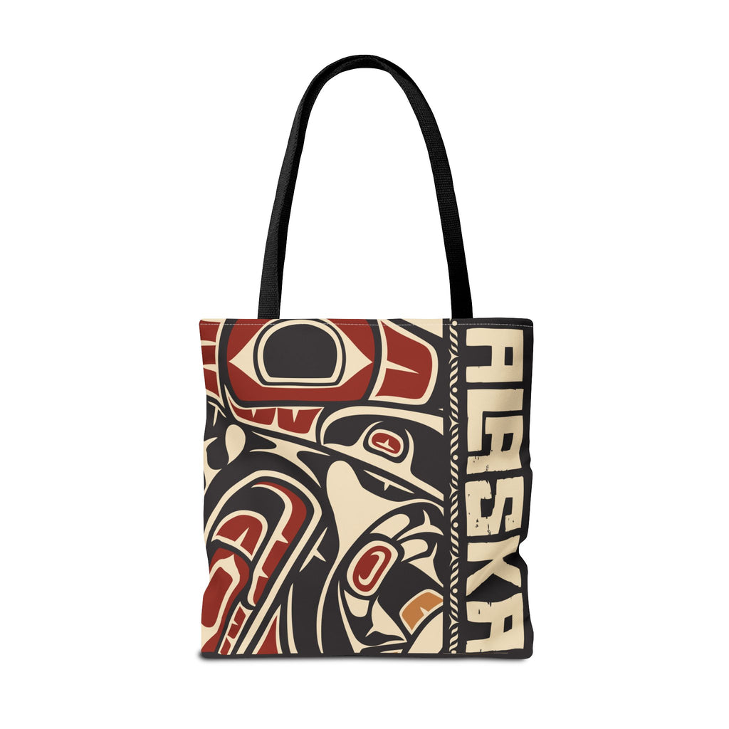 Canvas Tote Bag - Style No. 1 Rustic Alaska Tribal Raven - AK State Line™ Collection