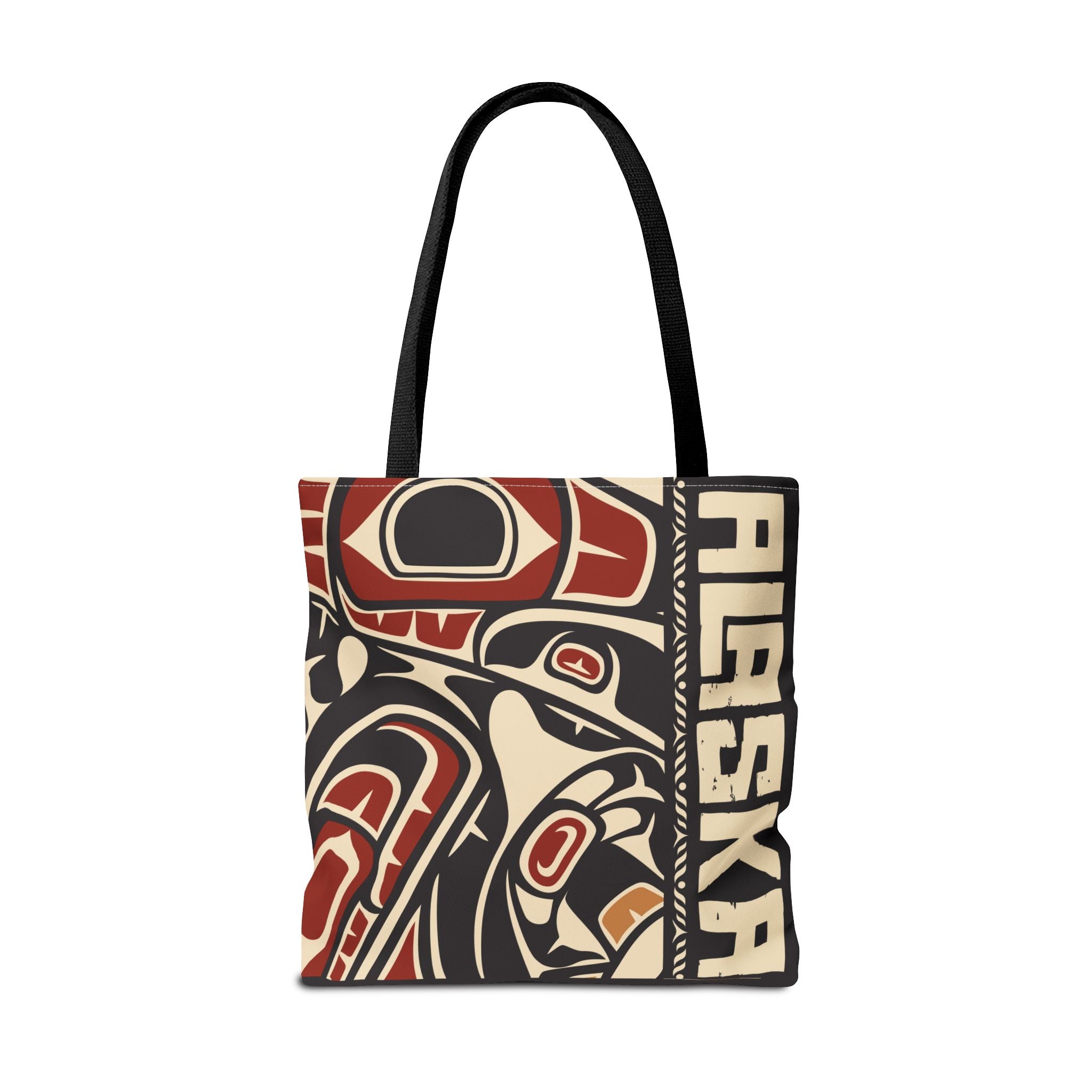 Canvas Tote Bag - Style No. 1 Rustic Alaska Tribal Raven - AK State Line™ Collection