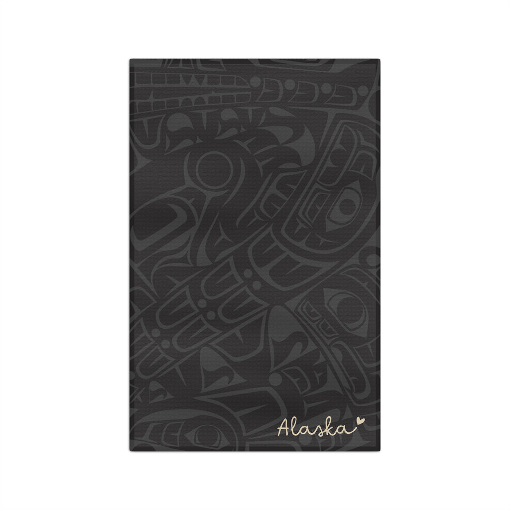 Microfiber Tea Towel - Classic Tribal Print with Alaska (Smoky) - AK State Line™ Collection