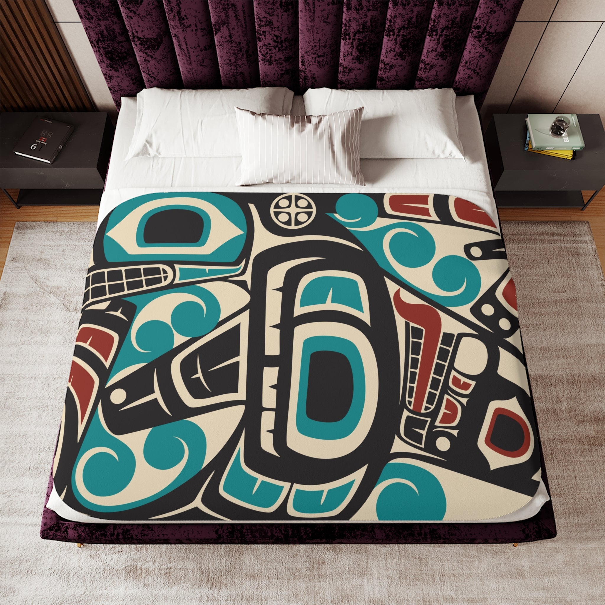 Sherpa Fleece Blanket - Classic Tribal Orca - Northern Spiritlines™