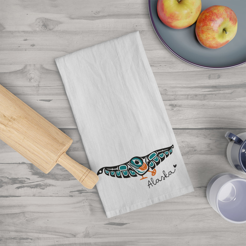 Cotton Tea Towel - Alaska Tribal Puffin - AK State Line™ Collection