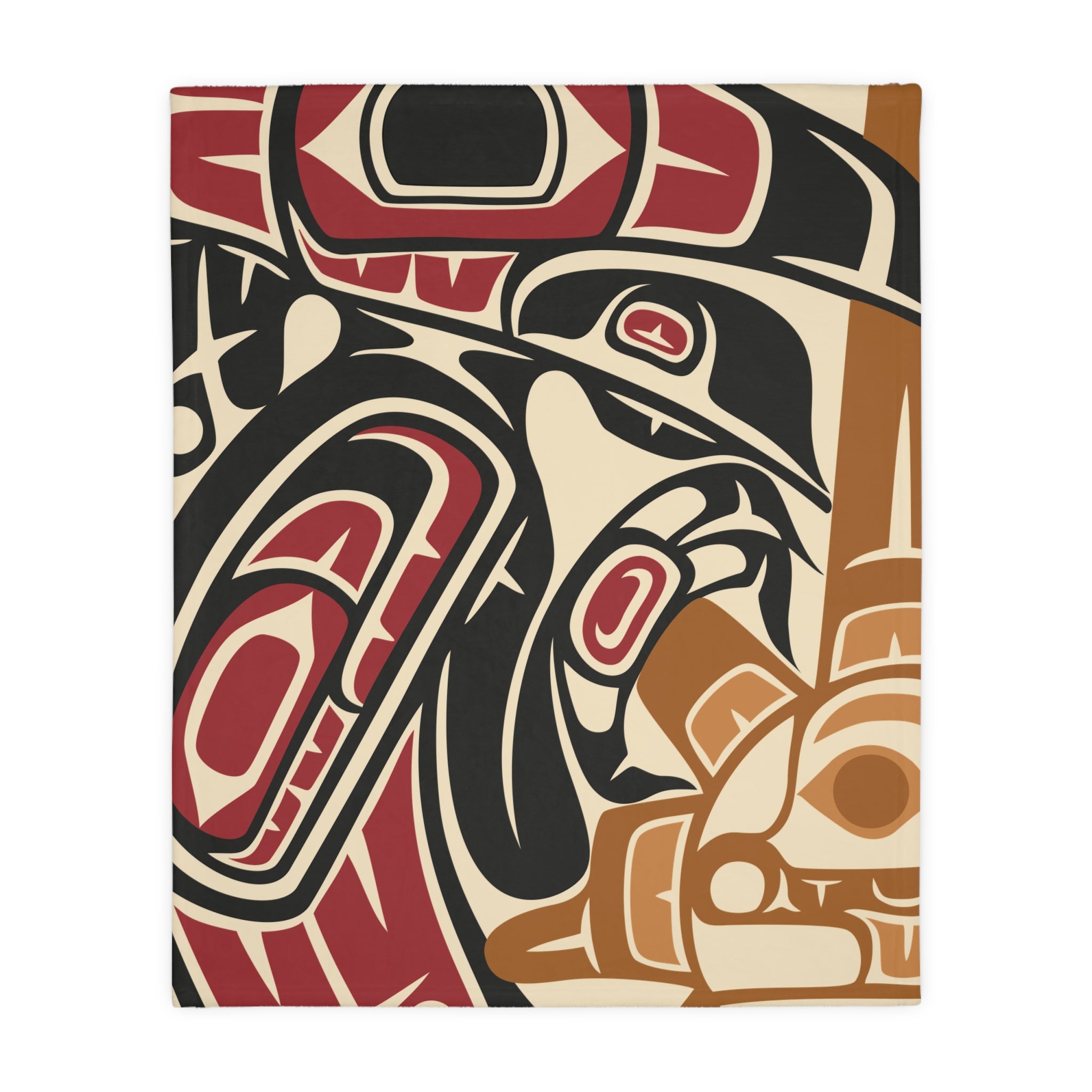 Reversible Plush Blanket - Classic Tribal Raven - Northern Spiritlines™