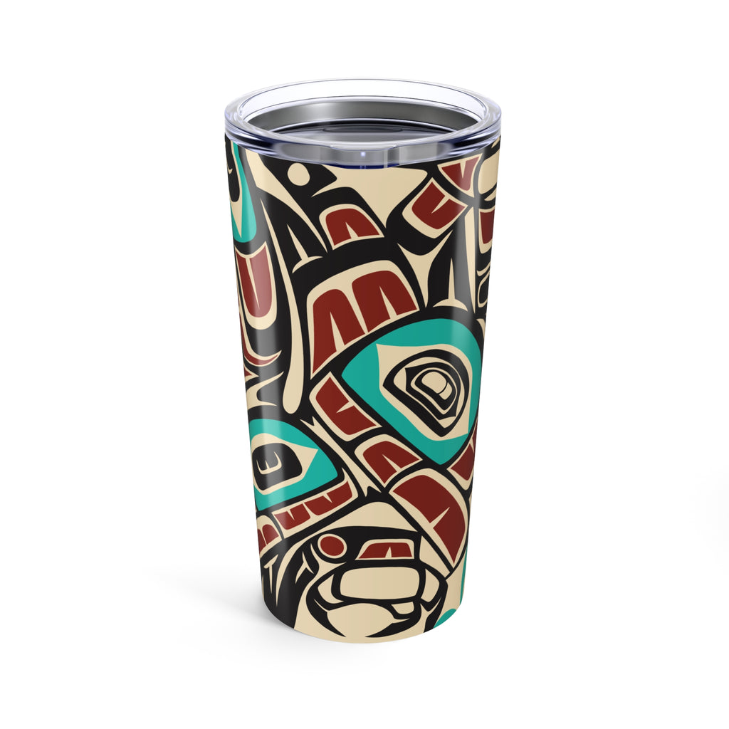 20 oz. Stainless Steel Tumbler w/ Lid - Rustic Alaska Tribal Eagle - AK State Line™ Collection