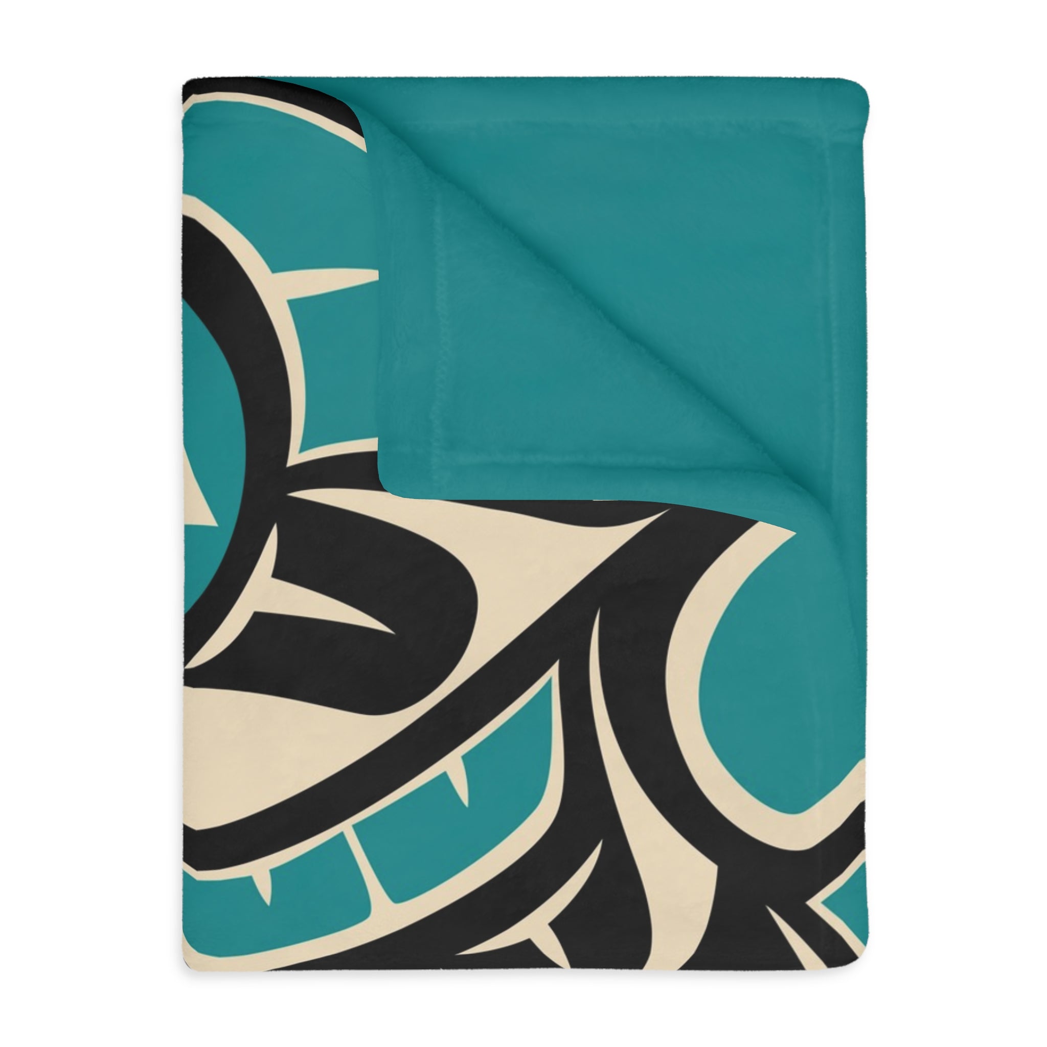 Reversible Coral Fleece Blanket | Classic Tribal Hummingbird | Northern Spiritlines™ Signature
