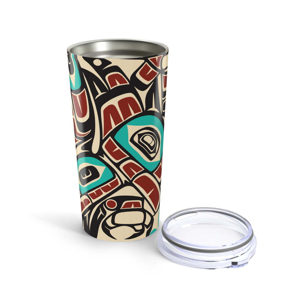 20 oz. Stainless Steel Tumbler w/ Lid - Rustic Alaska Tribal Eagle - AK State Line™ Collection