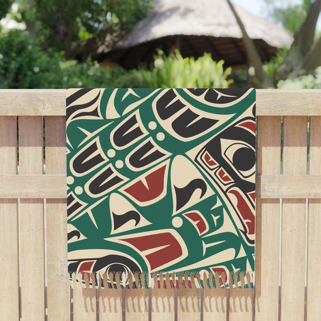 Boho Fringe Beach Cloth - Classic Tribal Sea Monster Print - Northern Spiritlines™