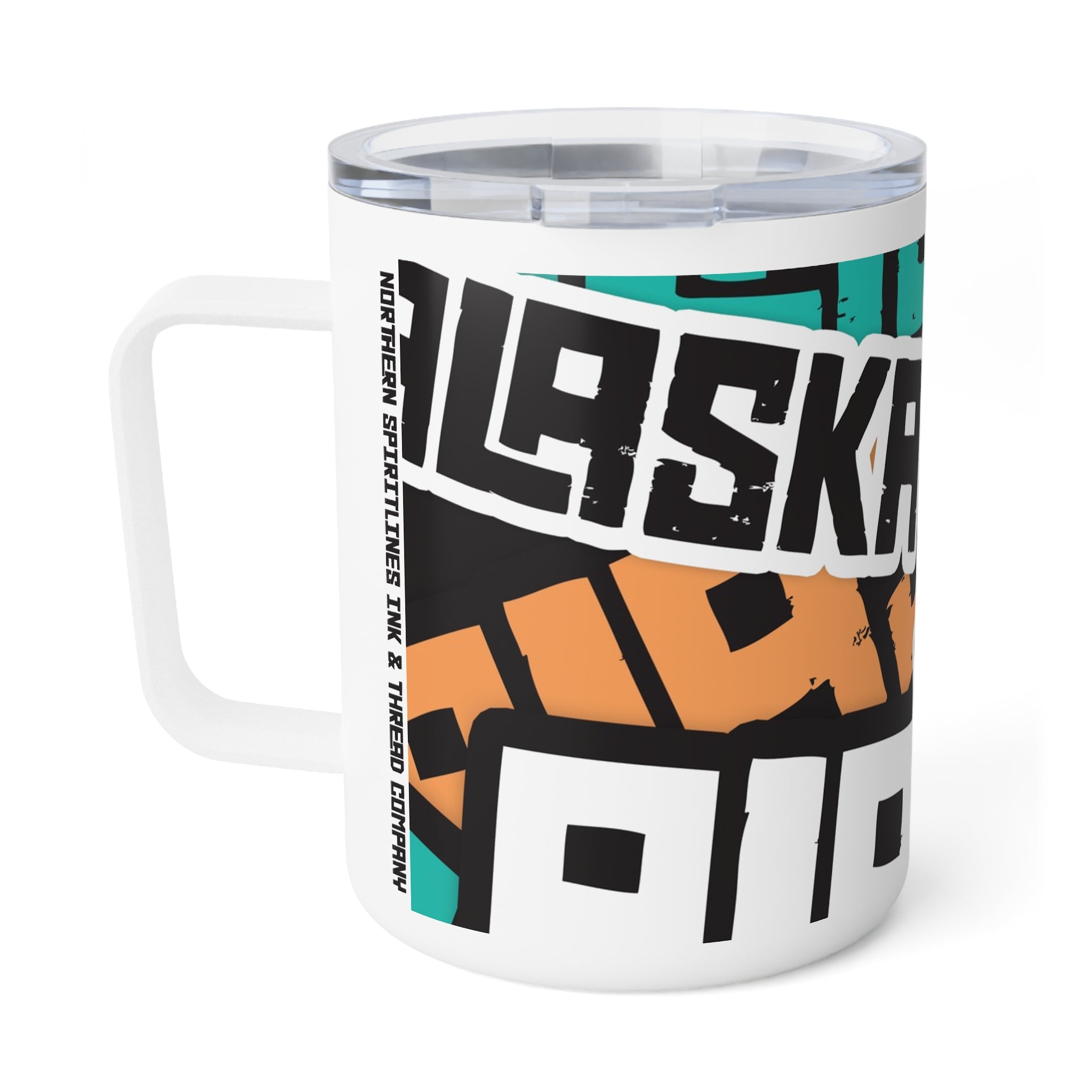 Insulated Coffee Mug, 10oz - Alaska Sticker Bomb - AK State Line™ Collection