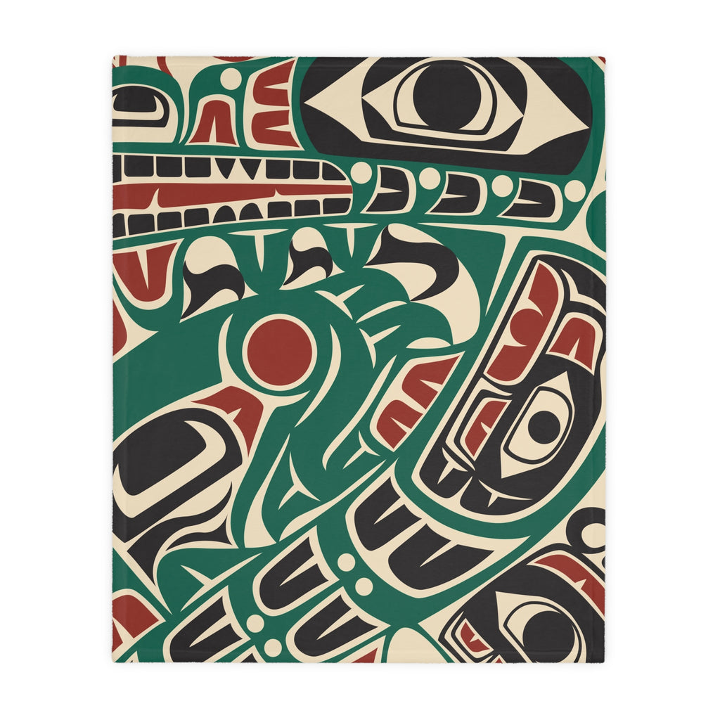 Reversible Plush Blanket - Classic Tribal Sea Monster - Northern Spiritlines™