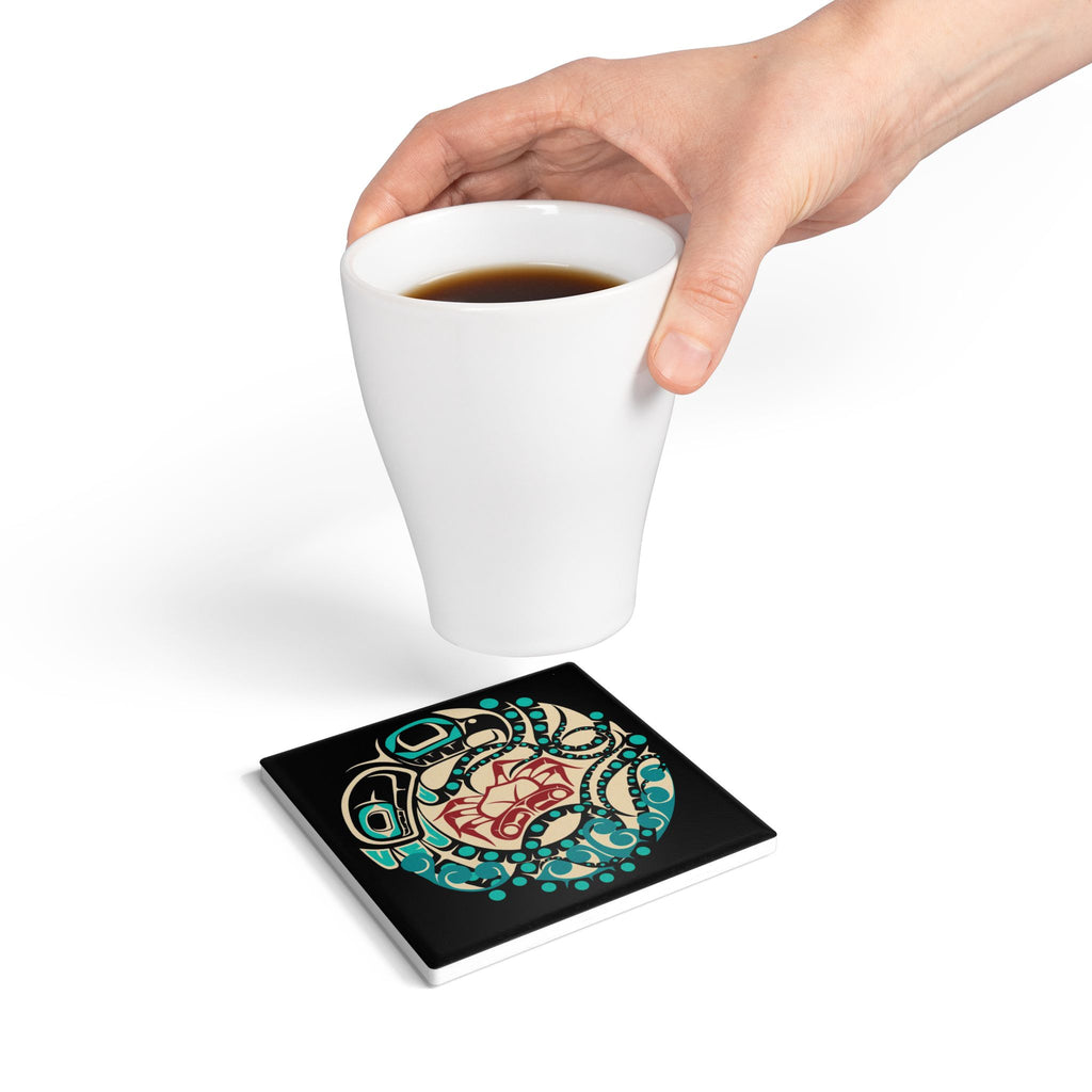 Ceramic Coaster - Classic Tribal Octopus Print - Northern Spiritlines™