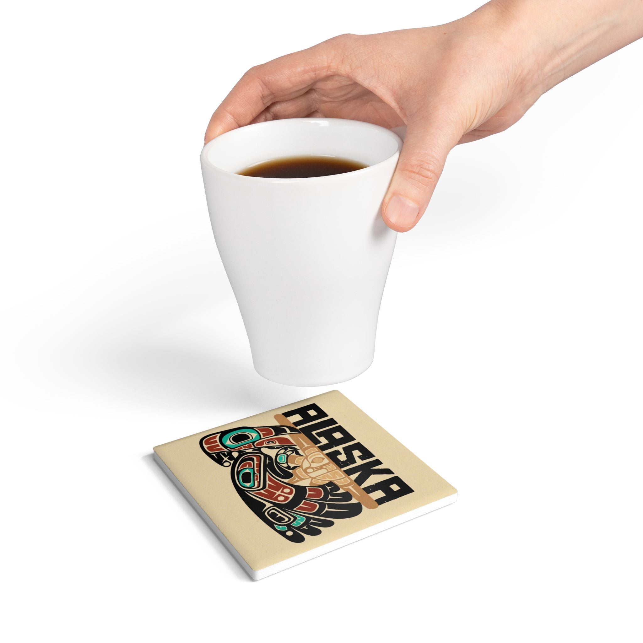 Ceramic Coaster | Alaska Tribal Raven & Sun | Stateline Collection
