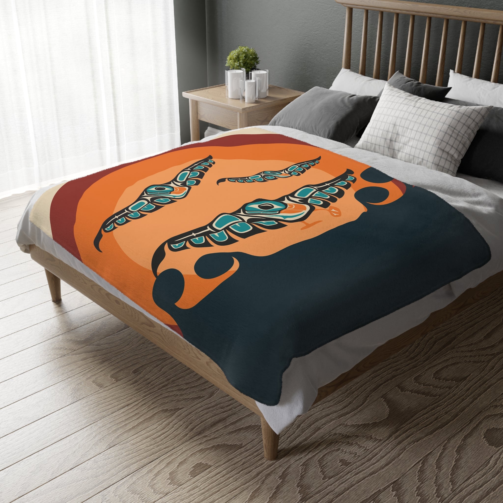 Reversible Plush Blanket - Classic Tribal Puffins - Northern Spiritlines™