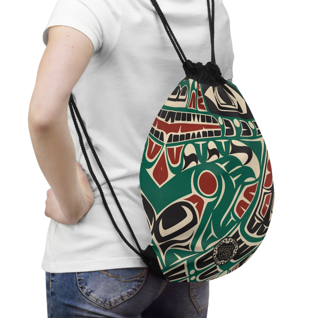 Drawstring Bag - Classic Tribal Sea Monster Print - Northern Spiritlines™