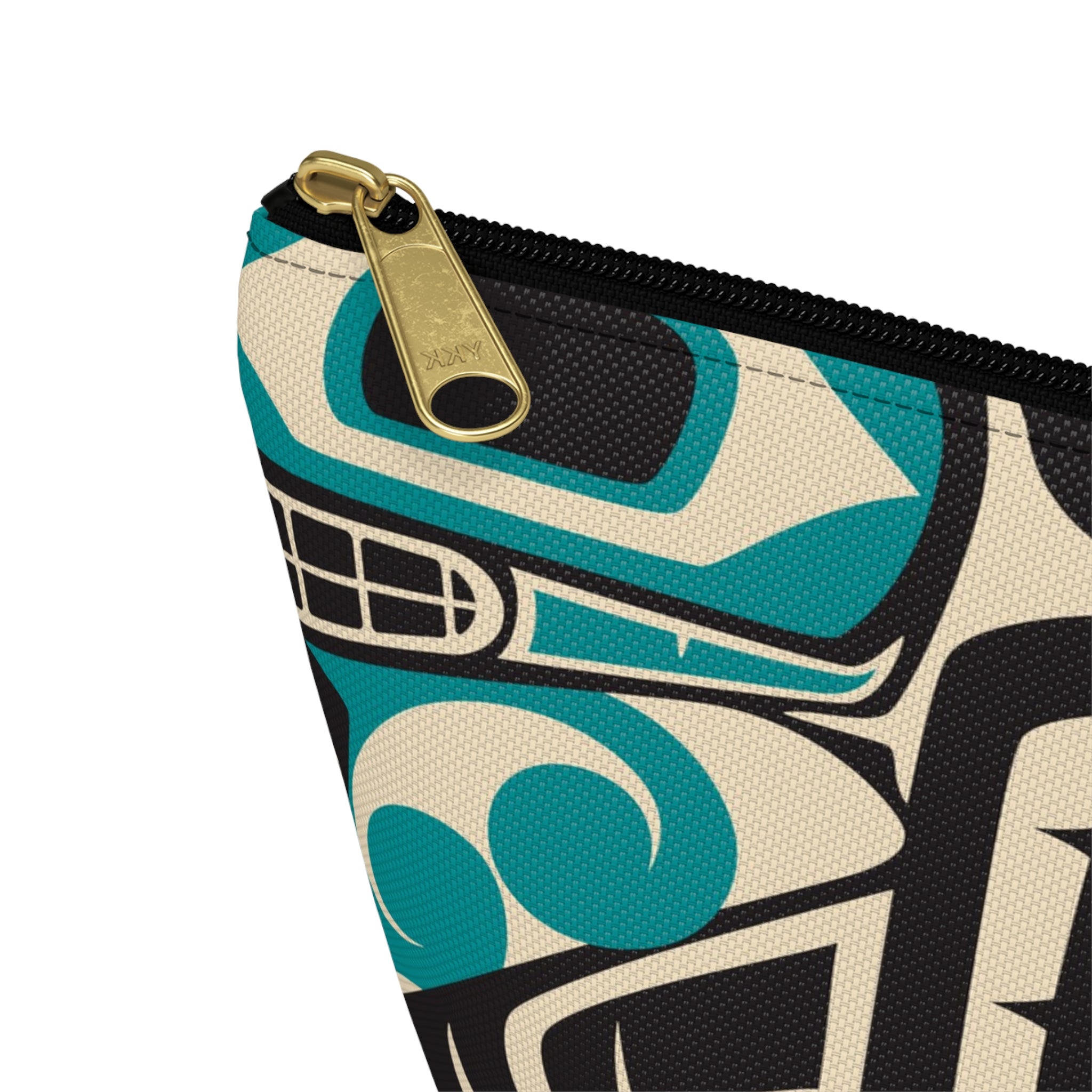 Travel Accessory Zipper Pouch - Rustic Alaska Tribal Orca - AK State Line™ Collection