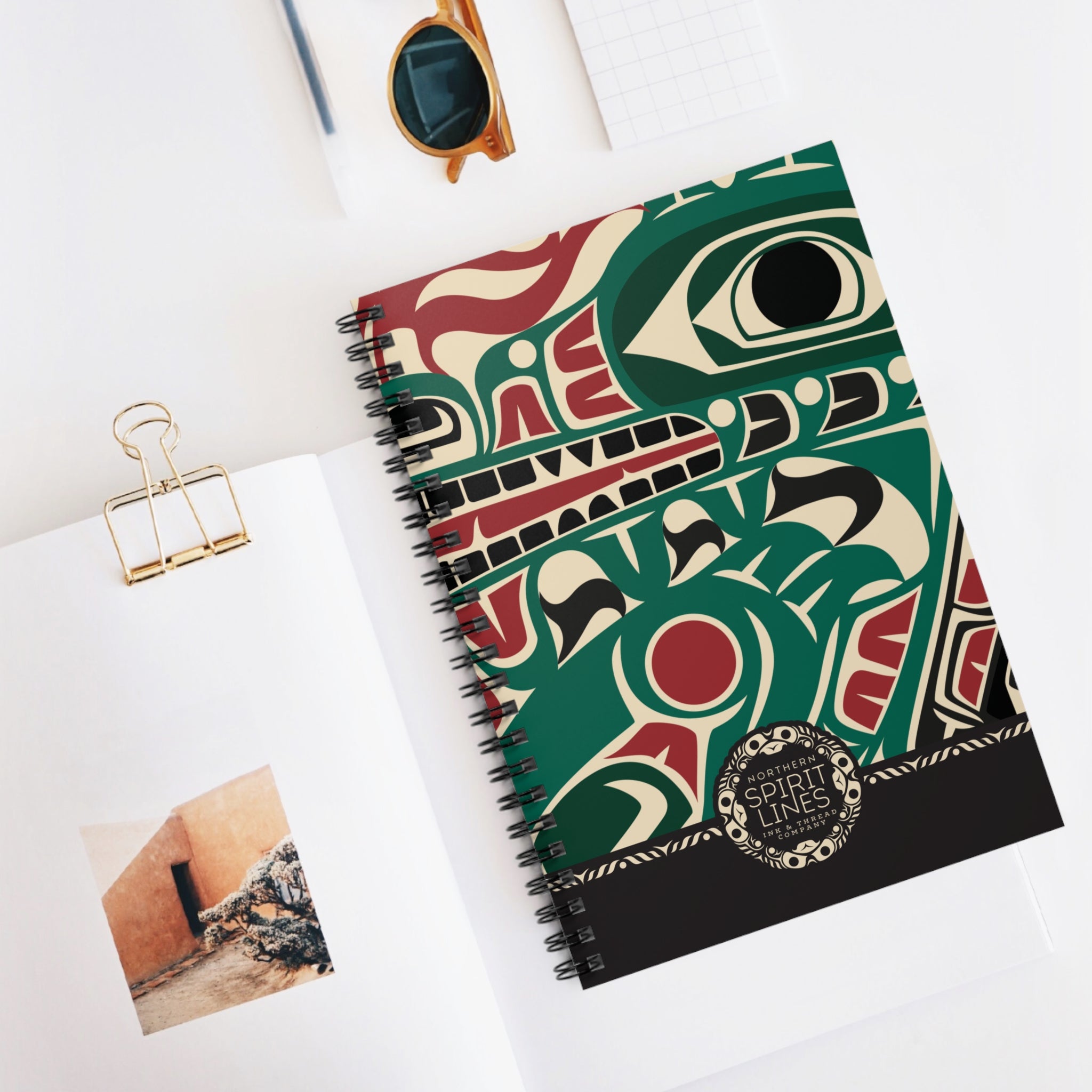 Spiral Notebook, Journal - Classic Tribal Sea Monster Print - Northern Spiritlines™