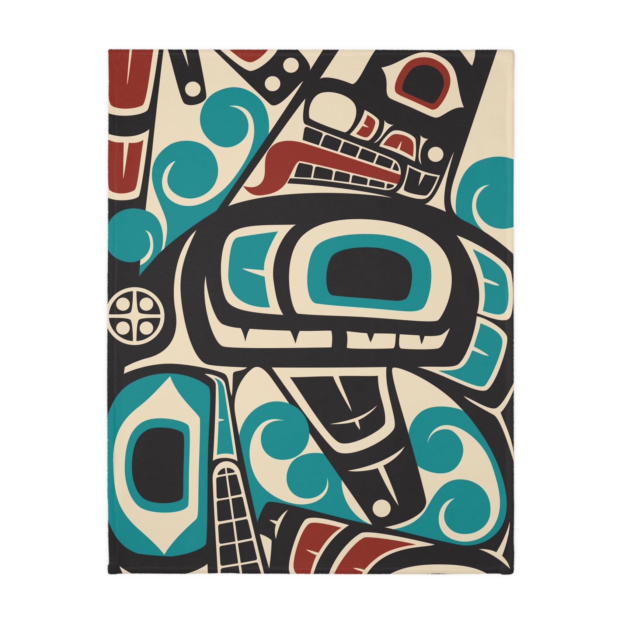 Reversible Plush Blanket - Classic Tribal Orca Print - Northern Spiritlines™