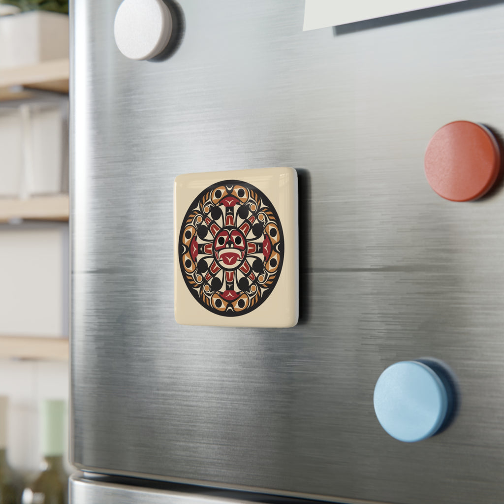 Porcelain Square Magnet - Classic Tribal Sun - Northern Spiritlines™
