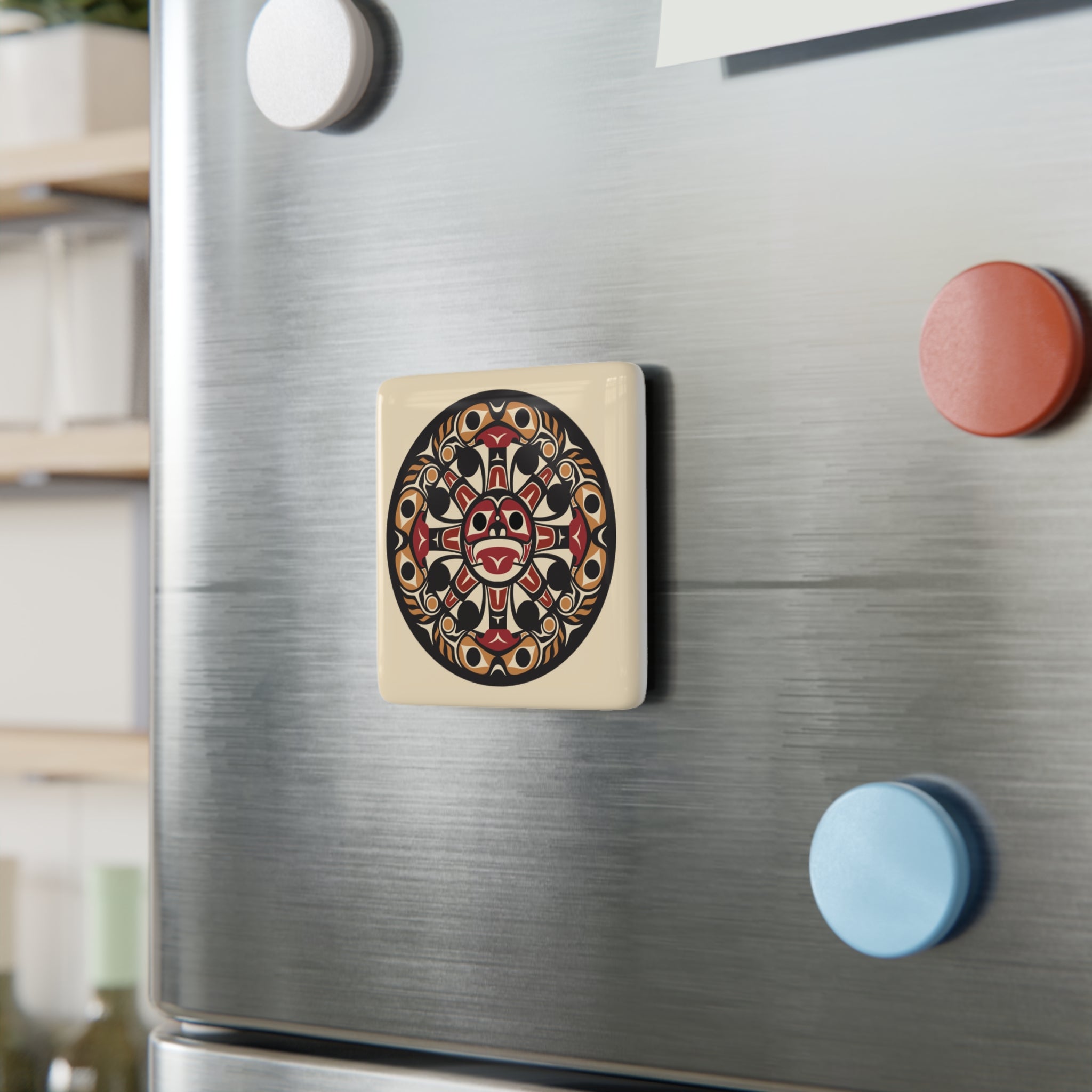 Porcelain Square Magnet - Classic Tribal Sun - Northern Spiritlines™
