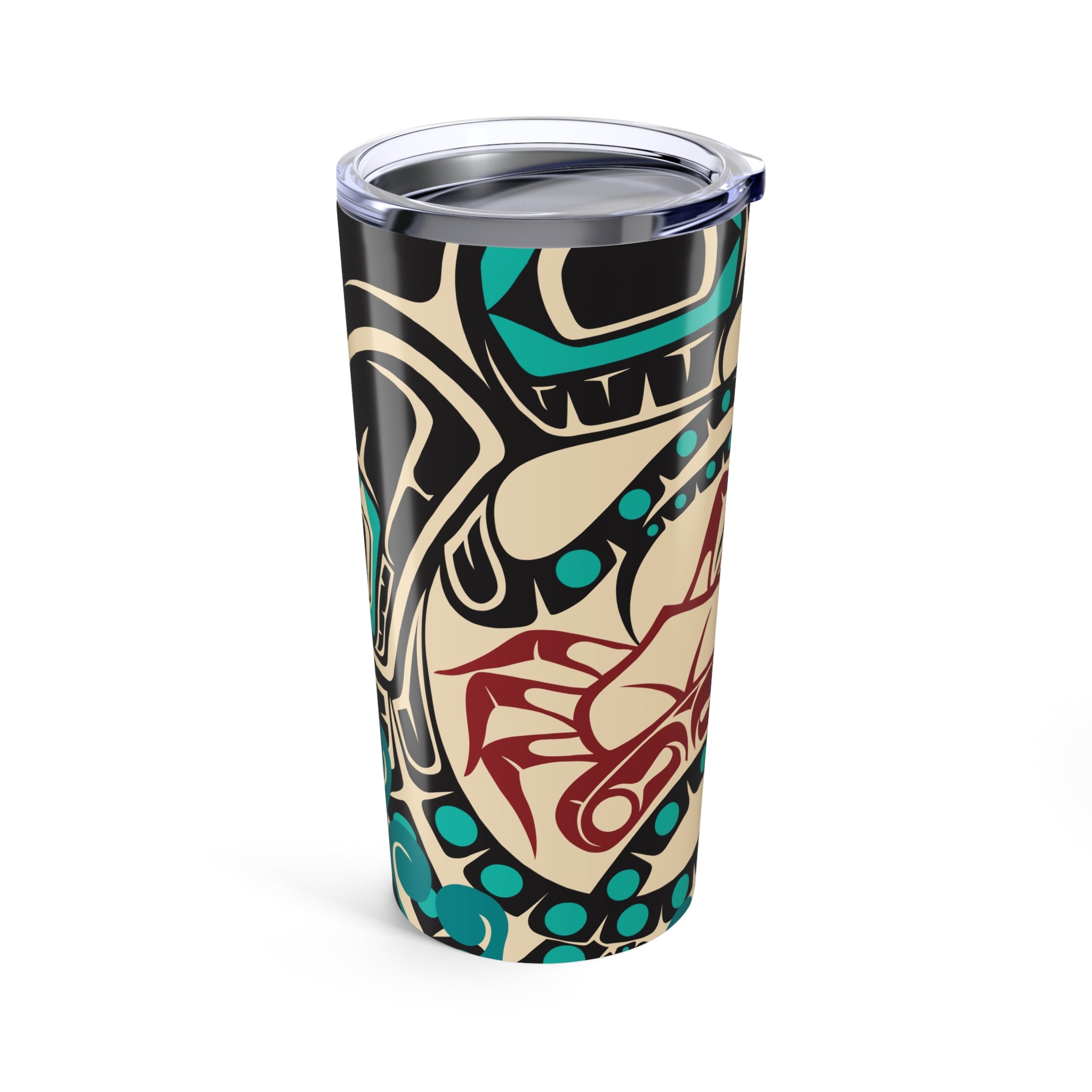 20 oz. Stainless Steel Tumbler w/ Lid - Rustic Alaska Tribal Octopus - AK State Line™ Collection