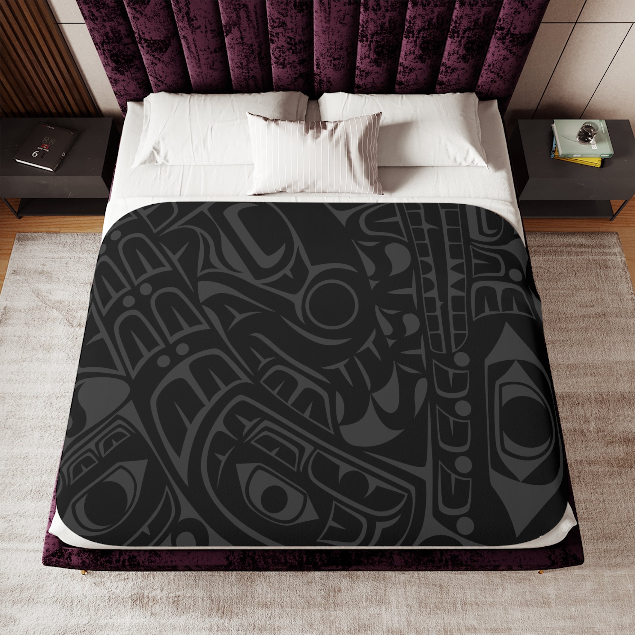 Sherpa Fleece Blanket - Classic Smoky Tribal Print - Northern Spiritlines™